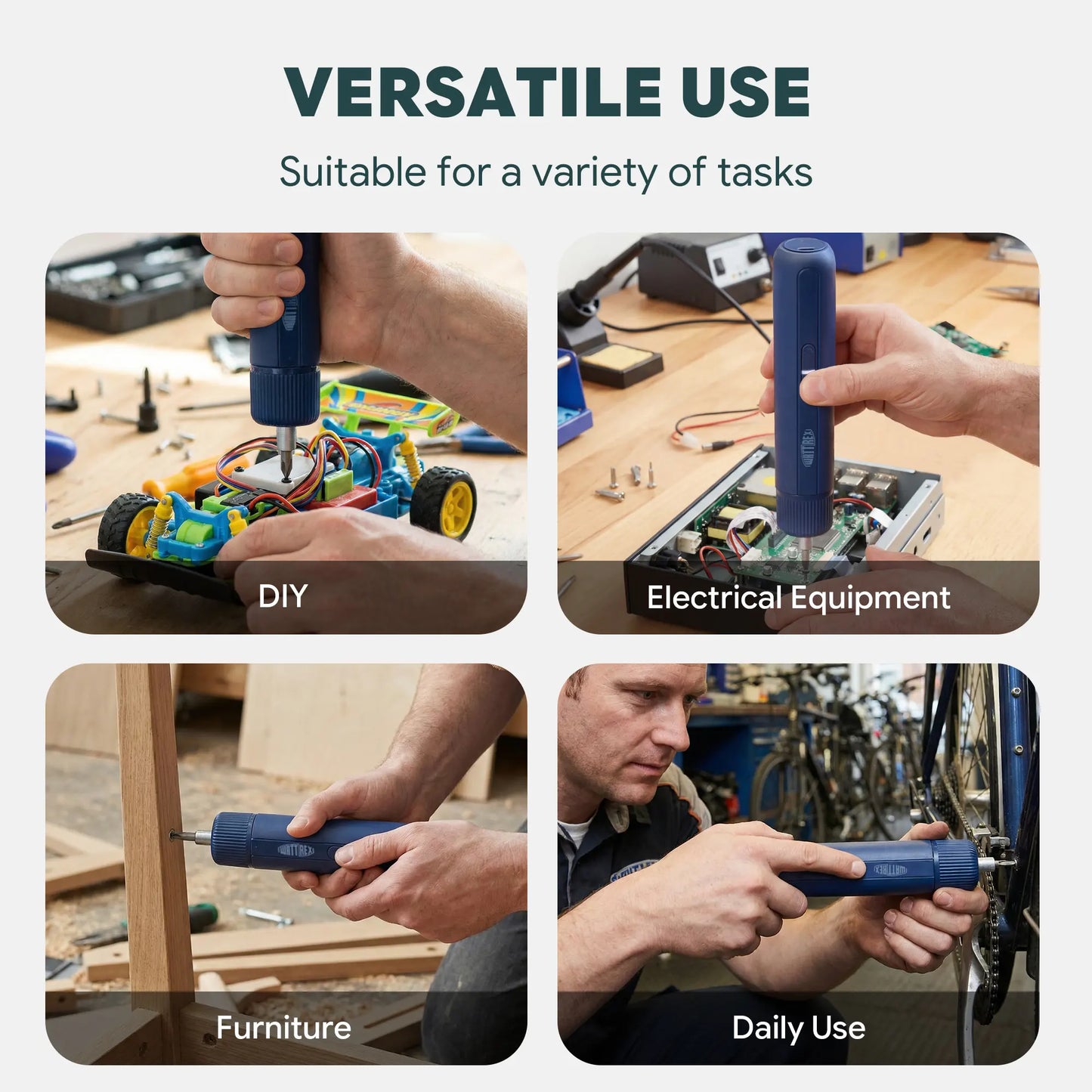 WATTREX 4V Cordless Screwdriver Set 24 S2 Bits 8N·m Torque LED Type-C Navy