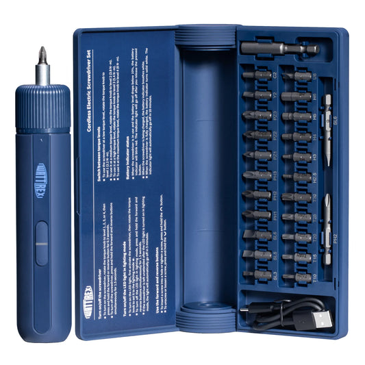 WATTREX 4V Cordless Screwdriver Set 24 S2 Bits 8N·m Torque LED Type-C Navy