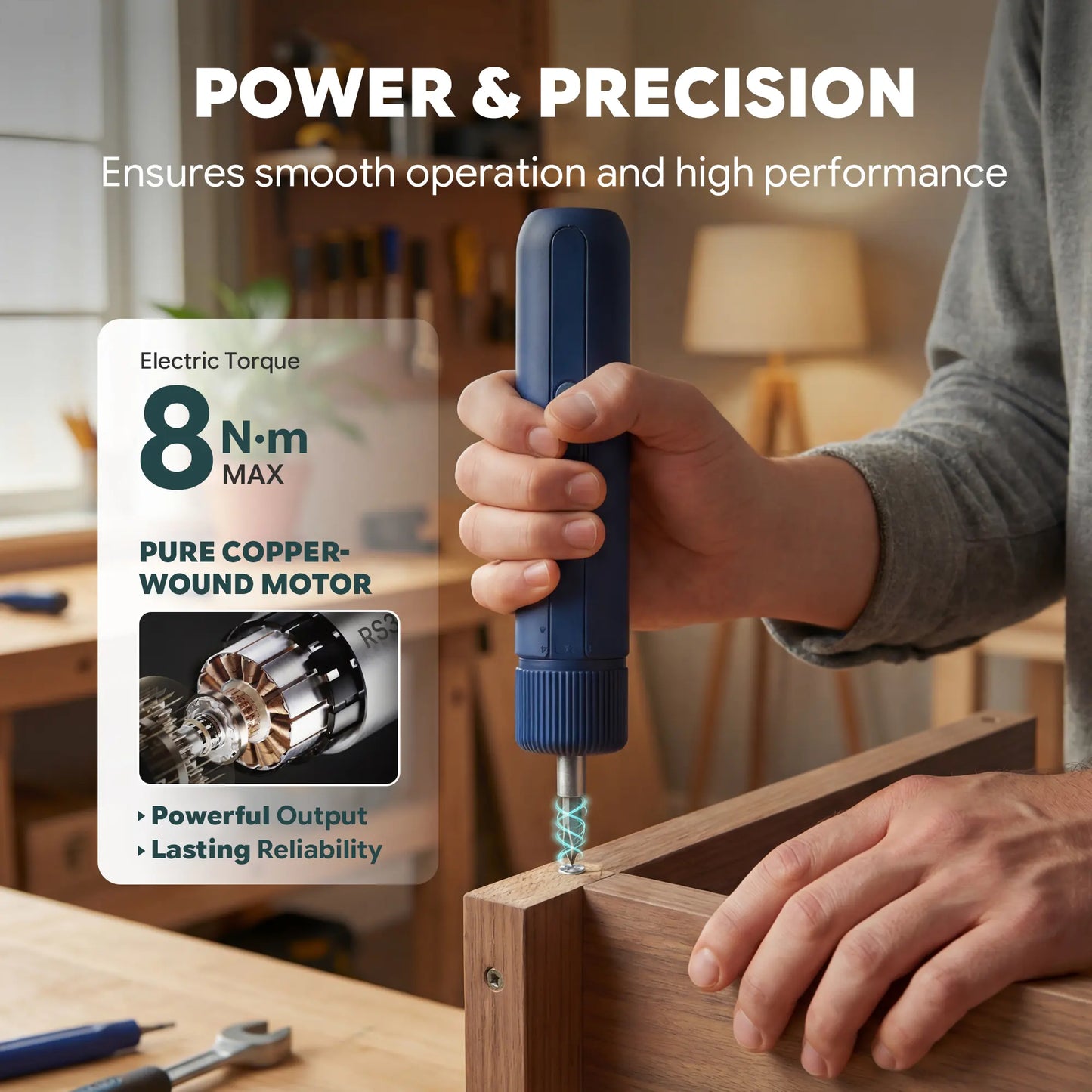 WATTREX 4V Cordless Screwdriver Set 24 S2 Bits 8N·m Torque LED Type-C Navy