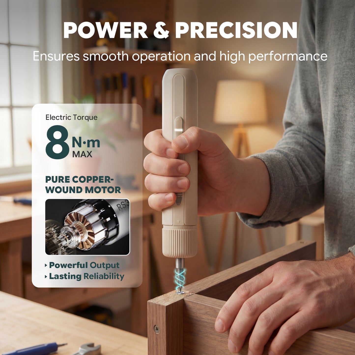 WATTREX Cordless Screwdriver with 25 pcs Screwdriver Bit Set,White