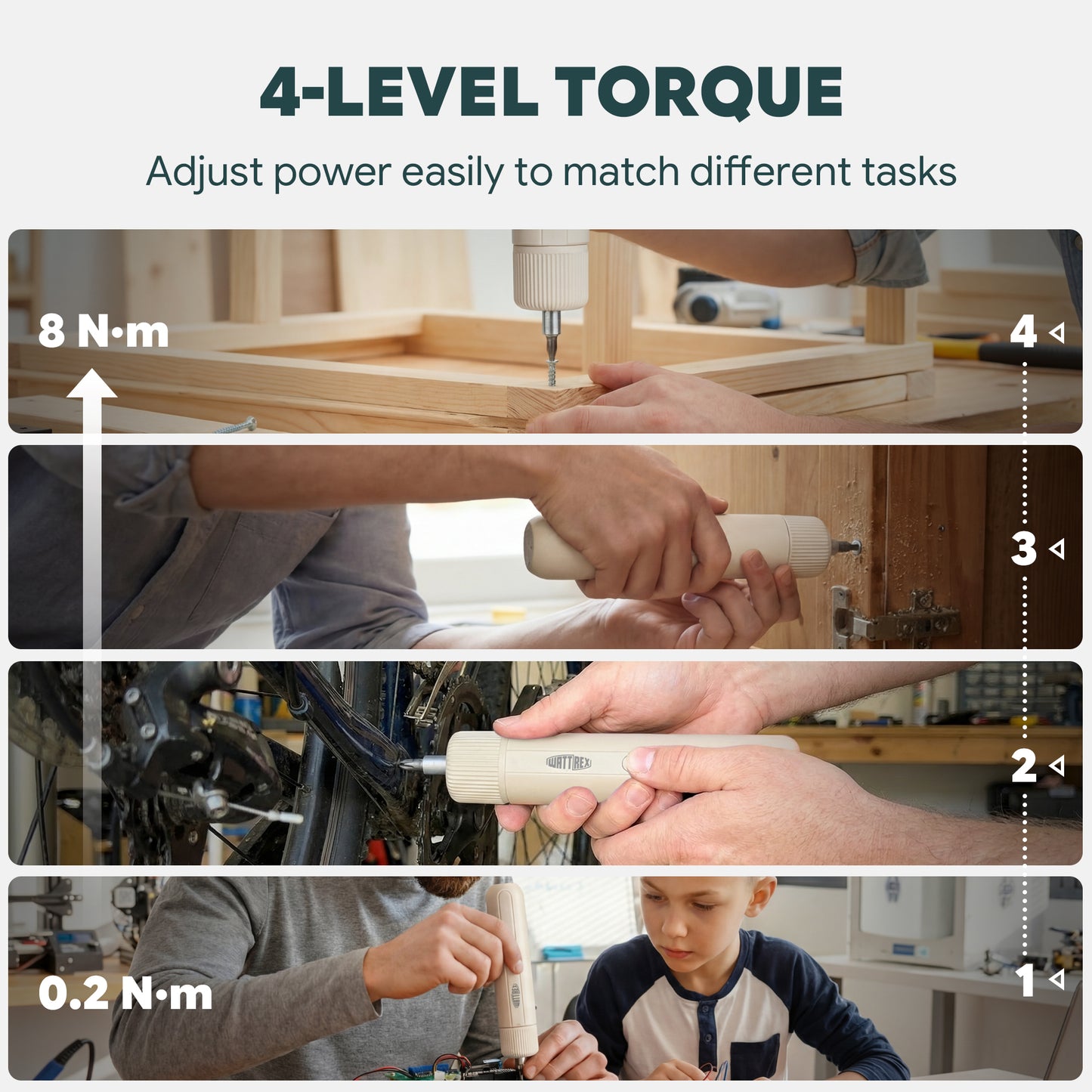 WATTREX Cordless Screwdriver with 25 pcs Screwdriver Bit Set,White